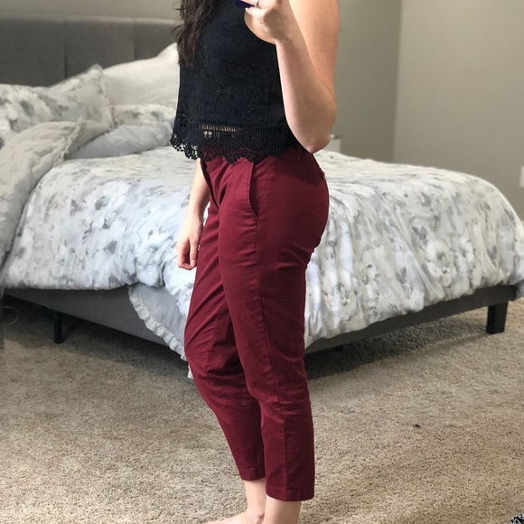 KUT From The Kloth Burgundy Crop Trouser Sz 4 - Picture 2 of 5